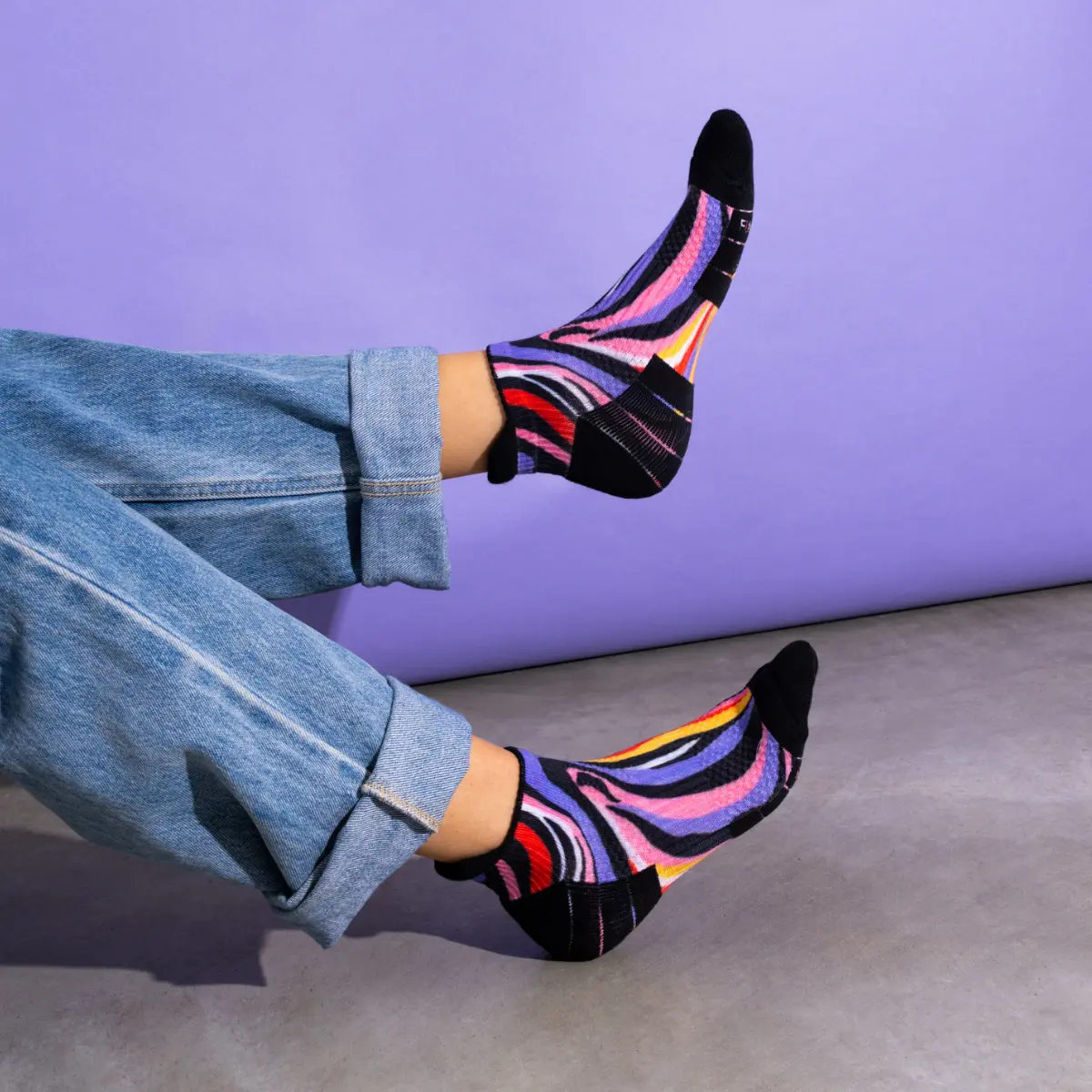 Purple Zebra Bamboo Ankle Compression Socks - Image 2