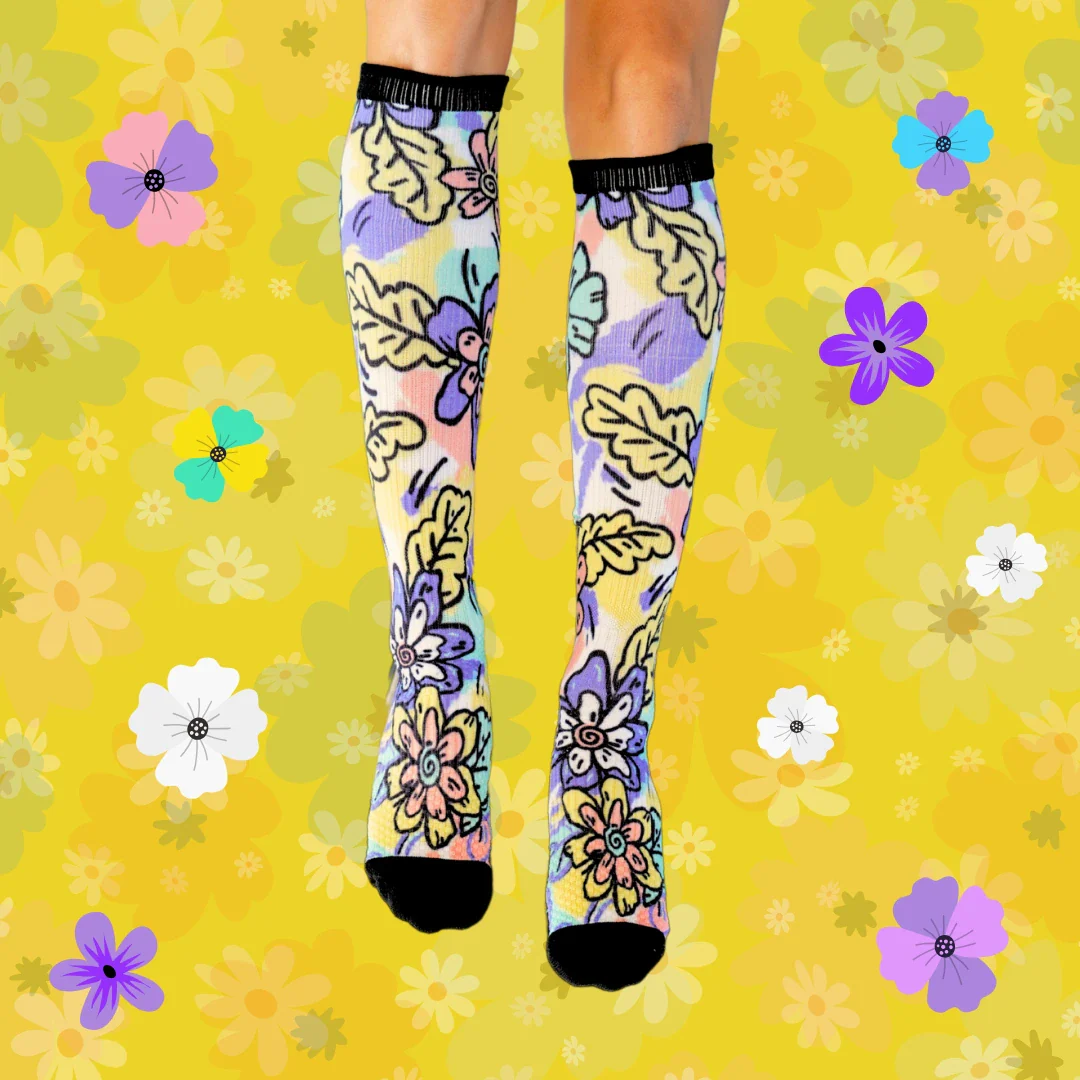 Bamboo Funky Flower Compression Socks