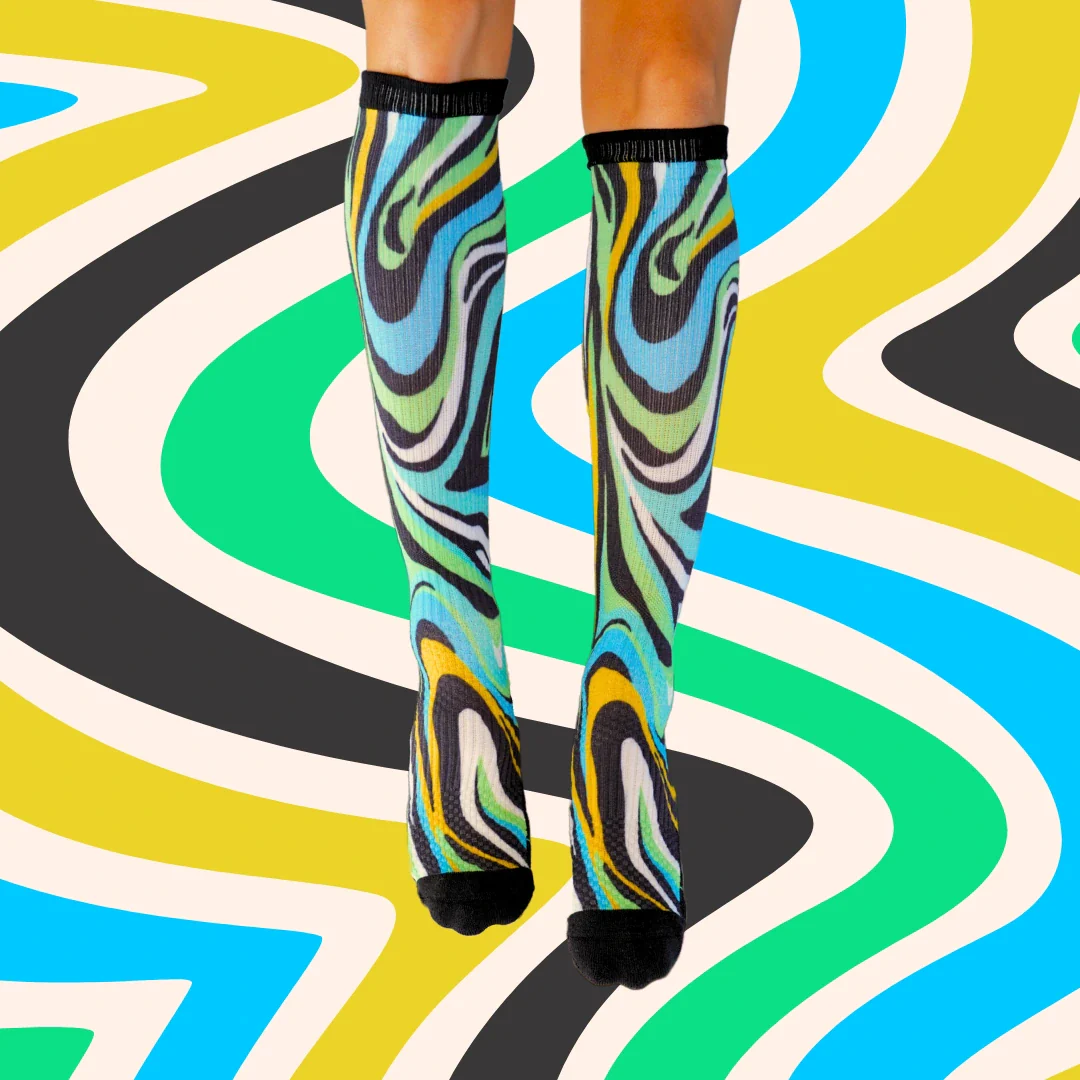 Bamboo Funky Green Zebra Compression Socks