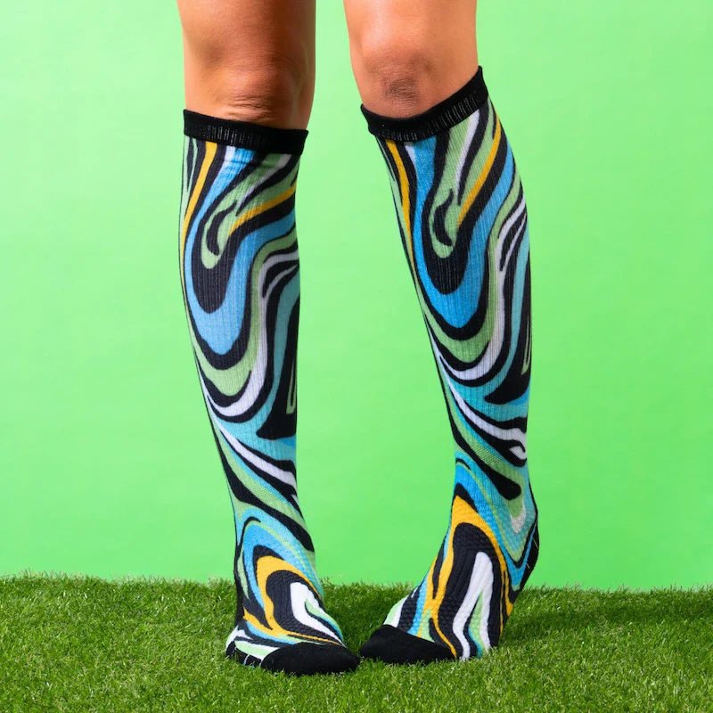 Bamboo Funky Green Zebra Compression Socks - Image 2