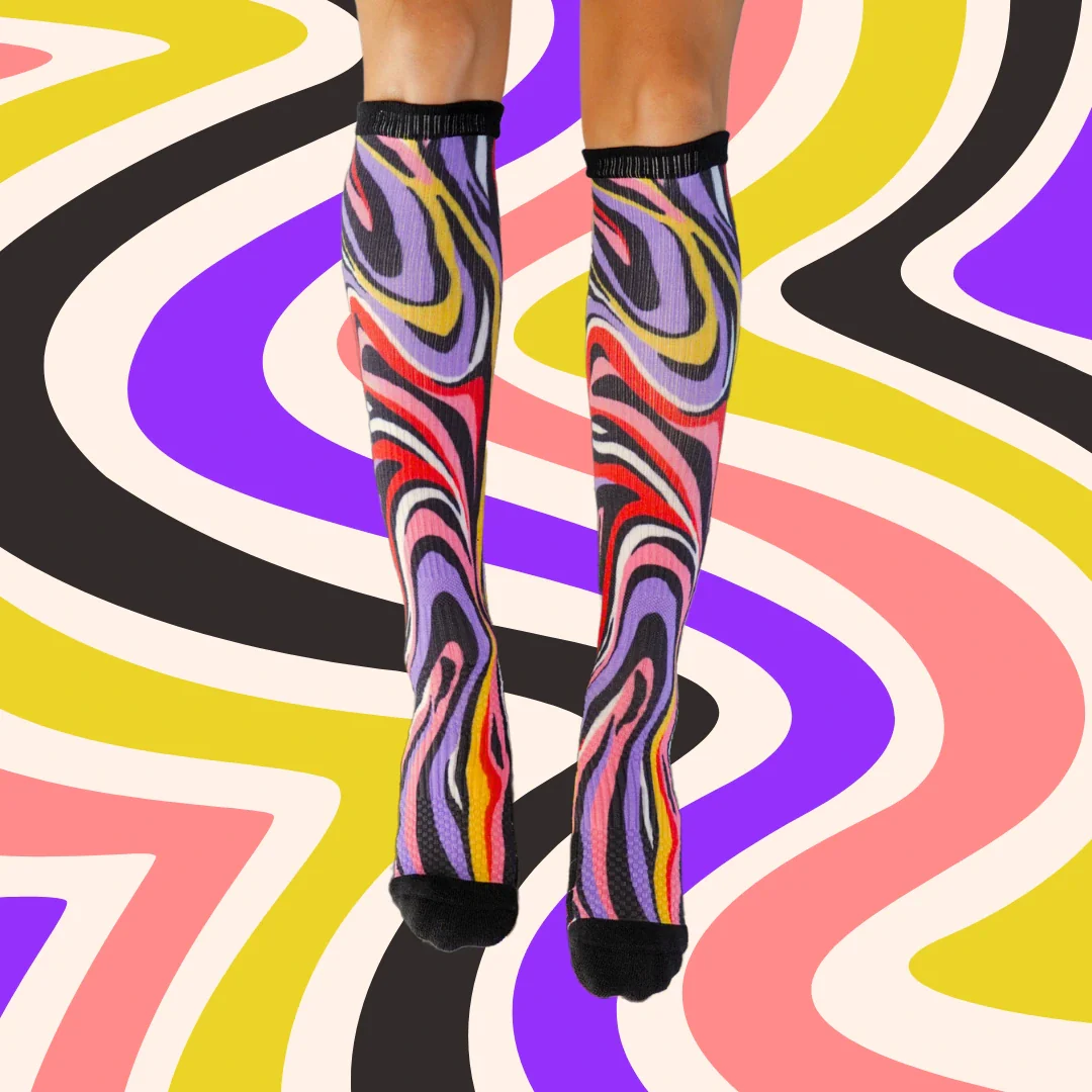 Purple Zebra Bamboo Knee-High Compression Socks