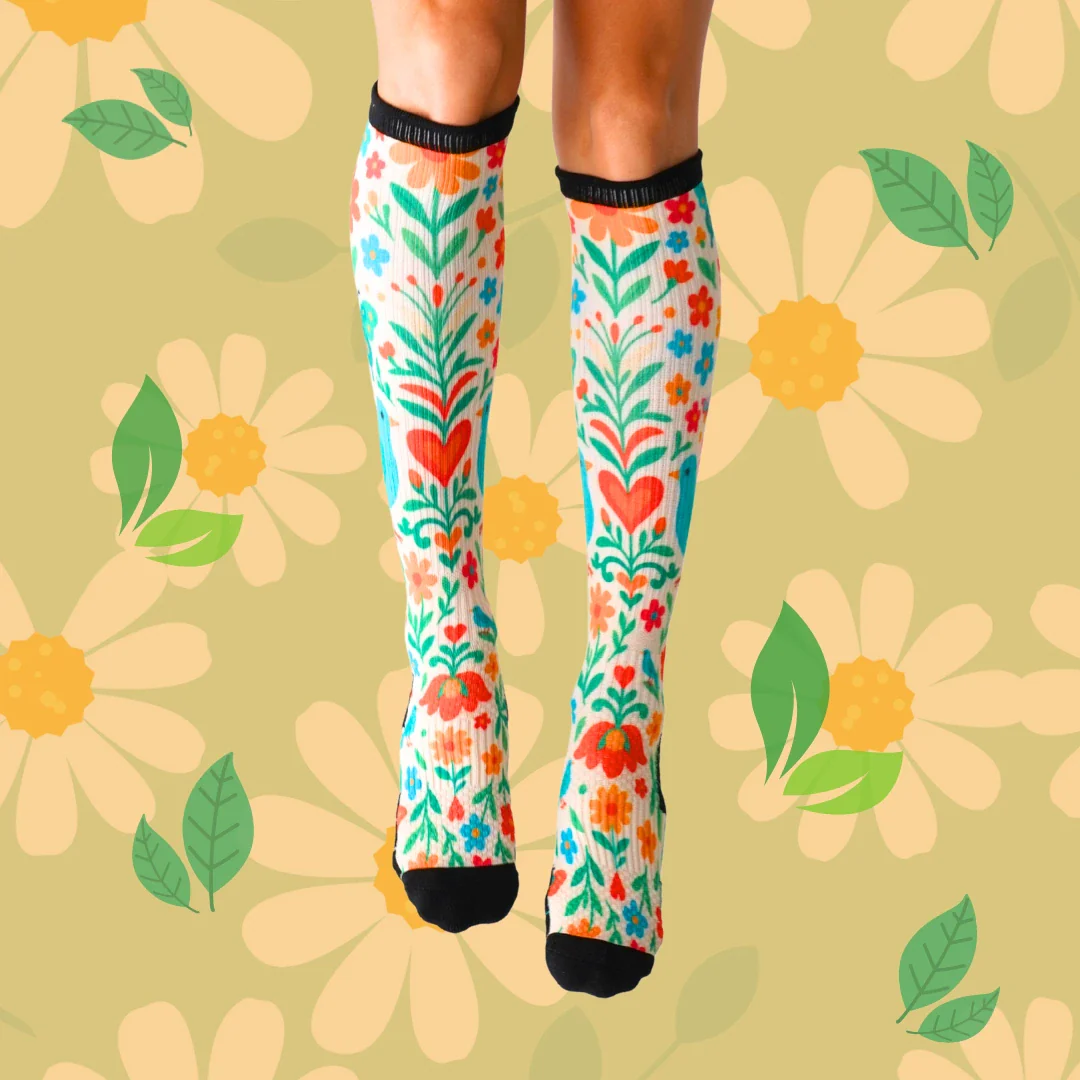 Spring Garden Knee-High Compression Socks