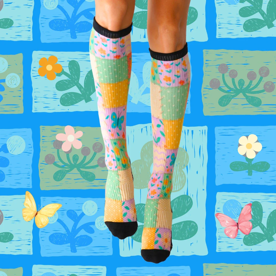Patch Work Knee High Compression Socks