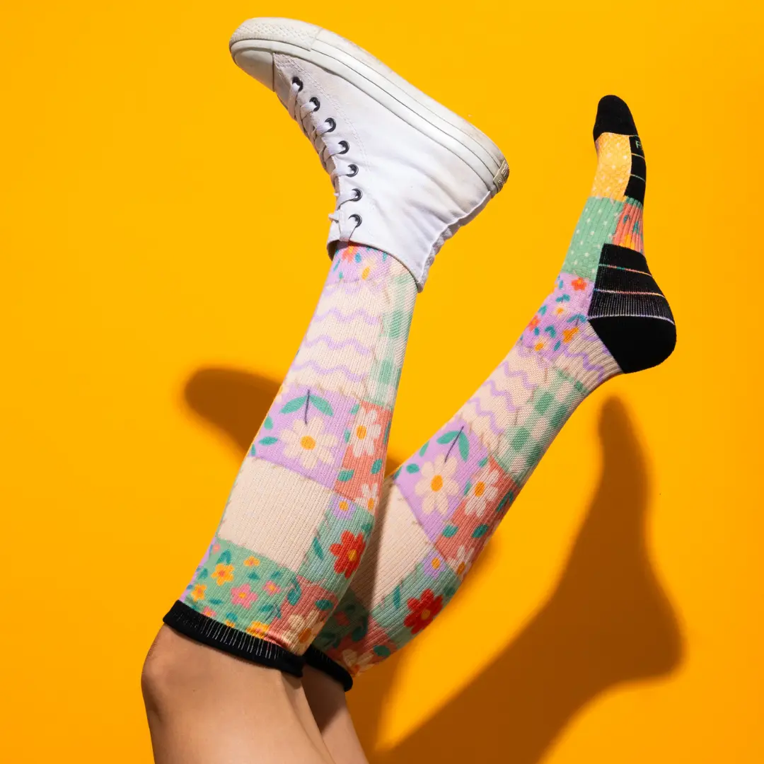 Patch Work Knee High Compression Socks - Image 2