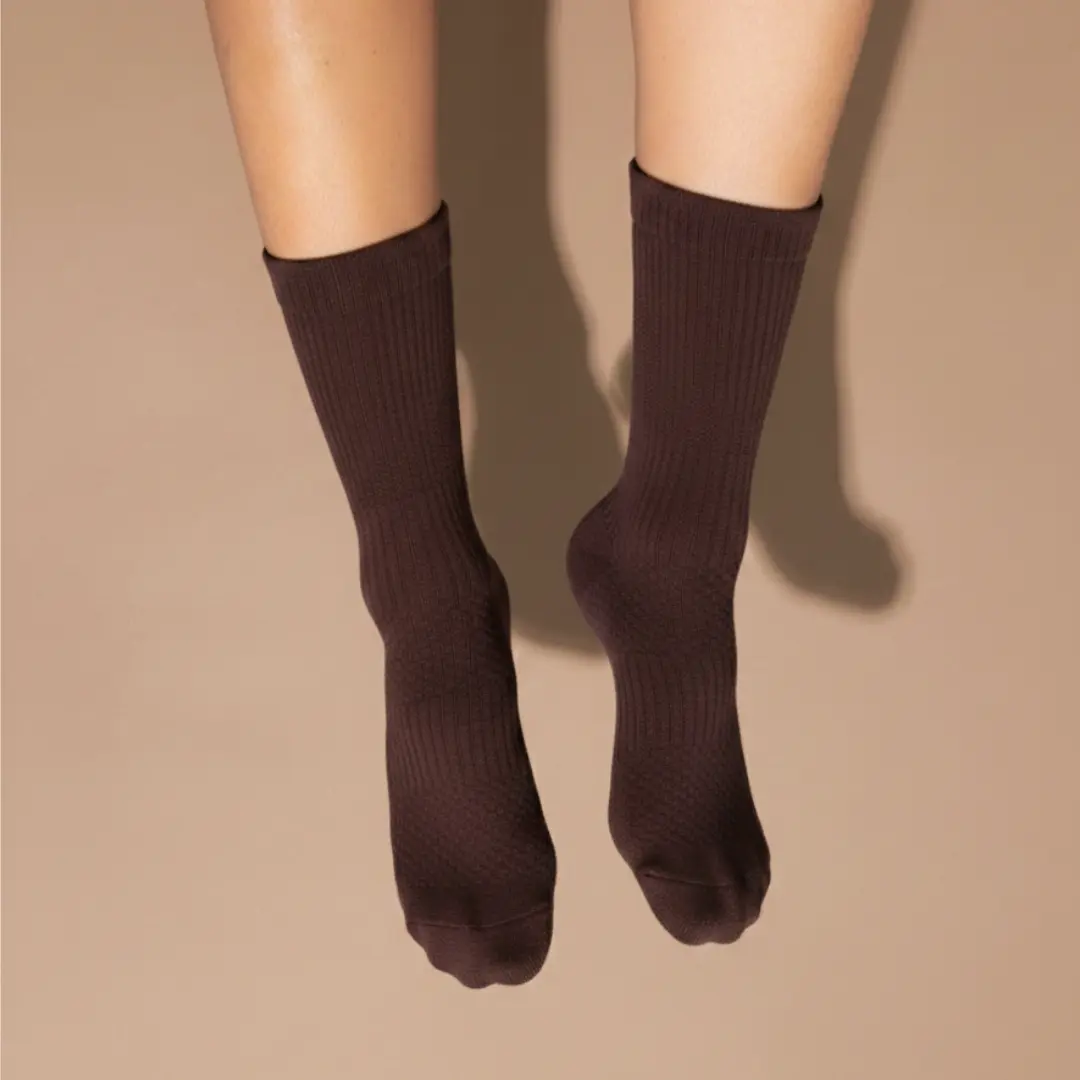 Crew Length Compression Socks Chocolate Bamboo - Image 2