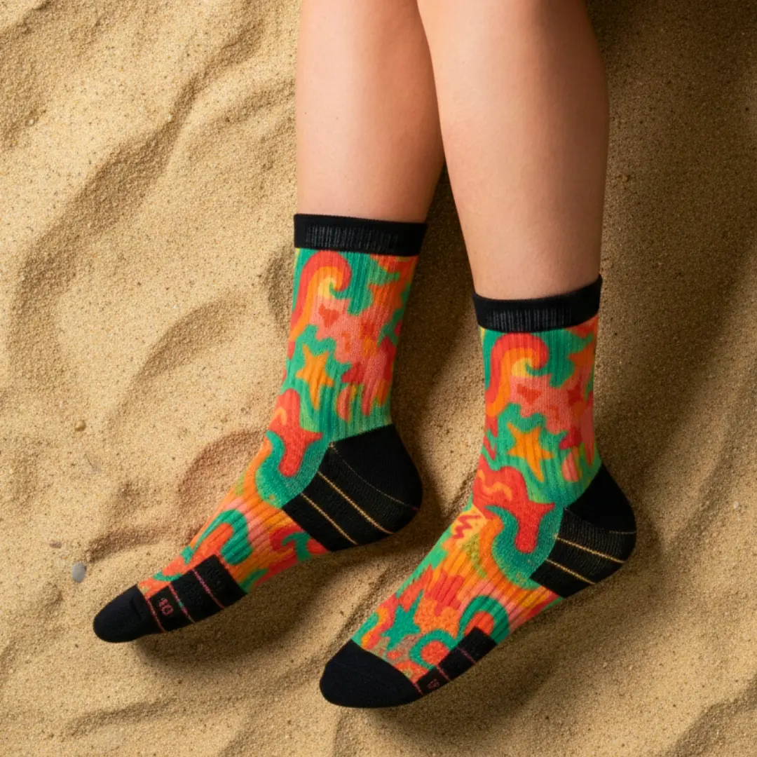 Crew Length Compression Socks Funky Swirl Bamboo - Image 2