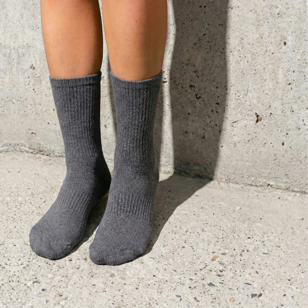 Crew Length Compression Socks Grey Bamboo - Image 2