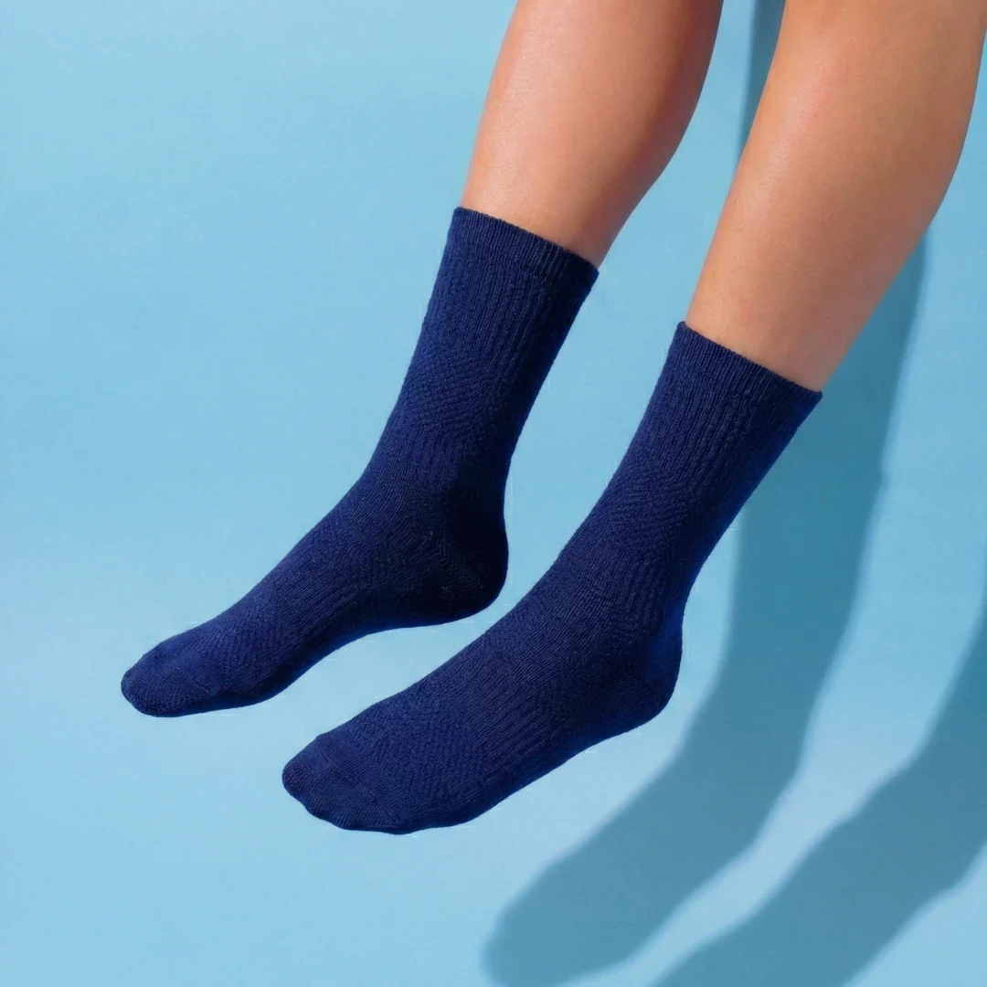 Crew Length Compression Socks Navy Bamboo - Image 2