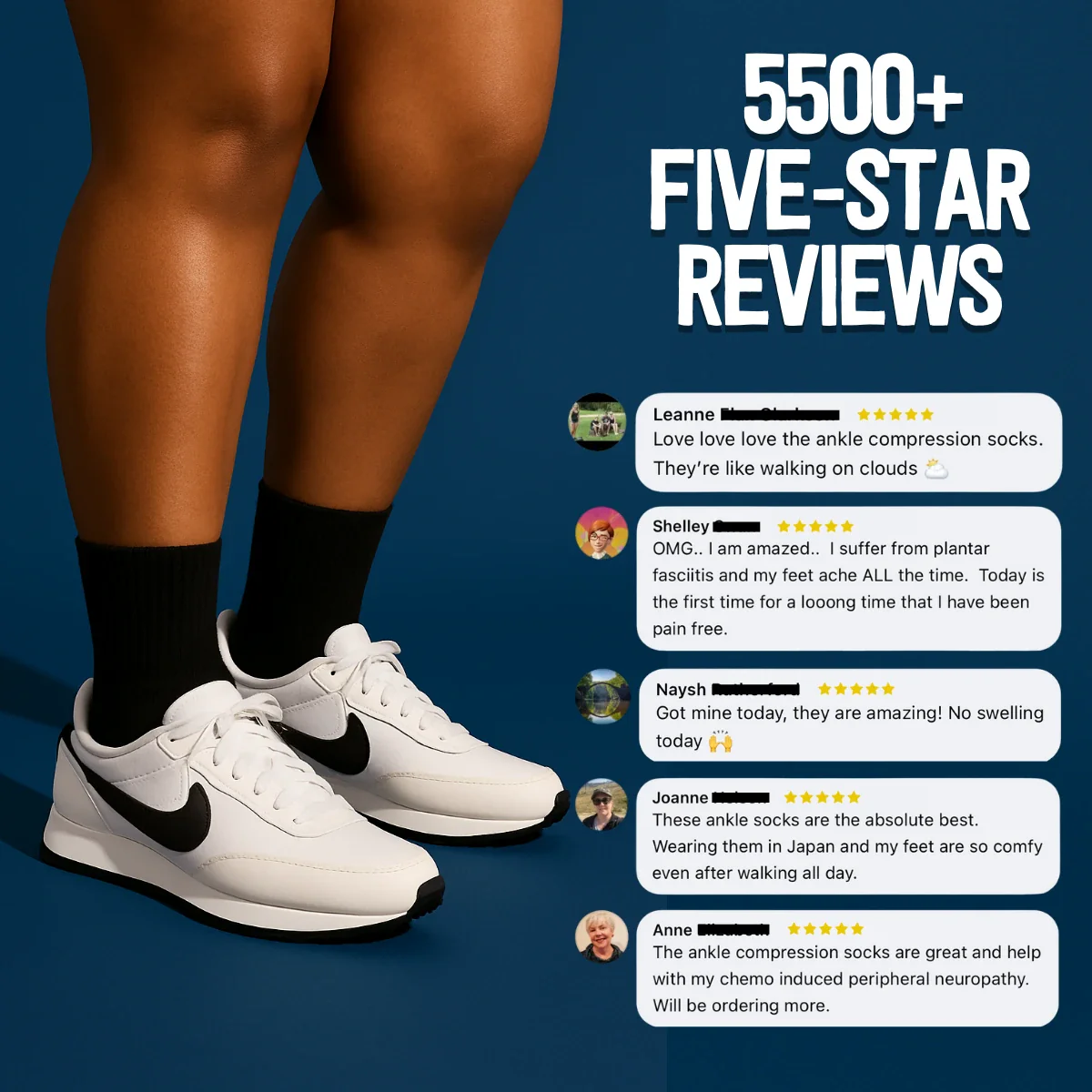 White Crew Length Compression Socks - Image 7