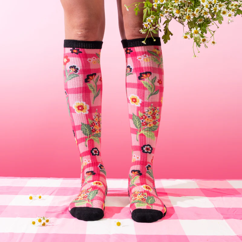 Bamboo Floral Patches Compression Socks - Image 2