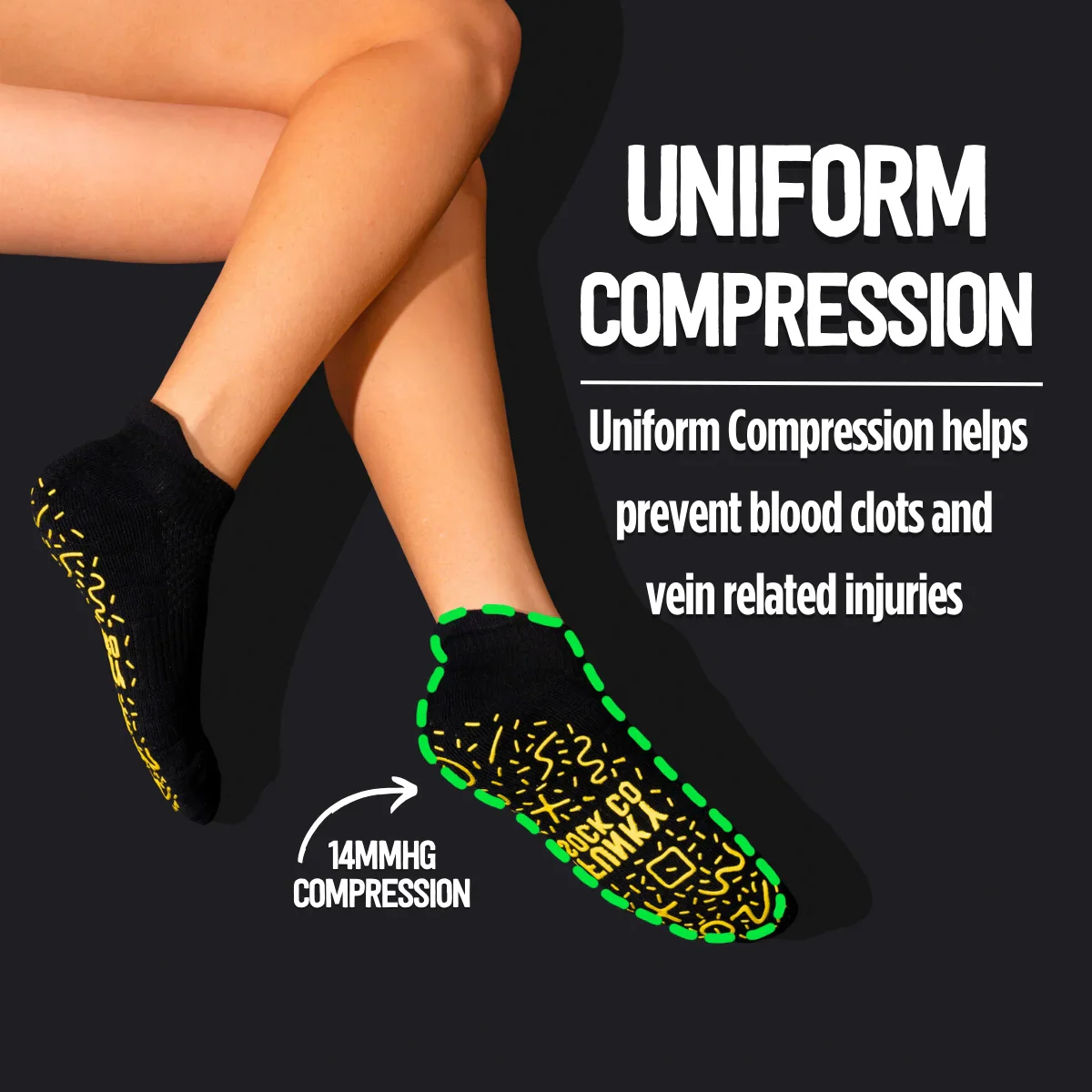 Grip Ankle Compression Socks 3 Pack Black Bamboo - Image 4