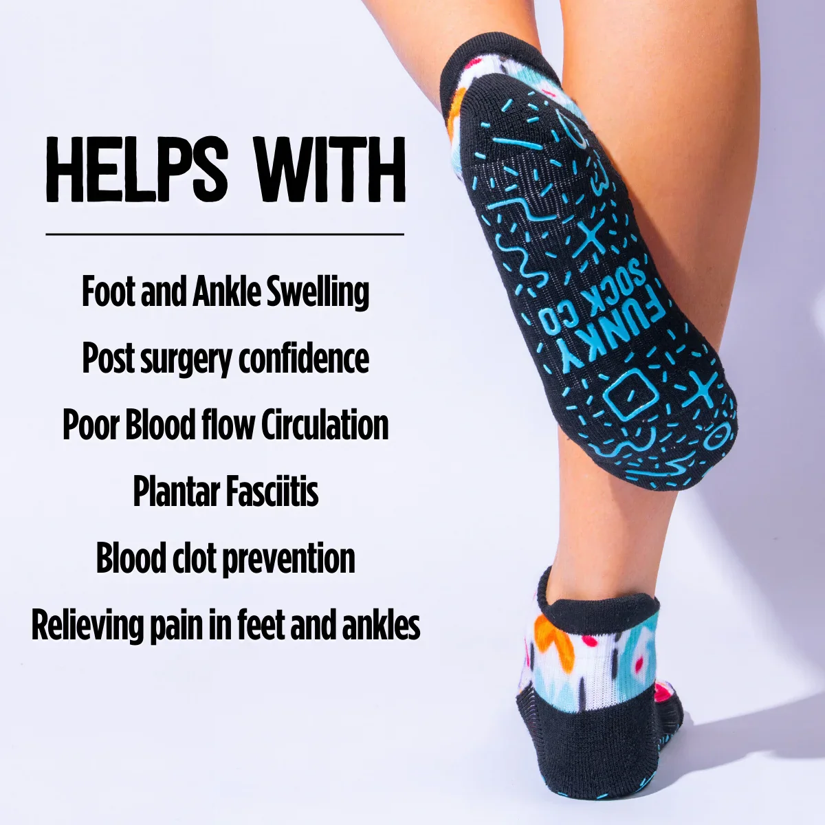 Grip Ankle Compression Socks 3 Pack Black Bamboo - Image 5