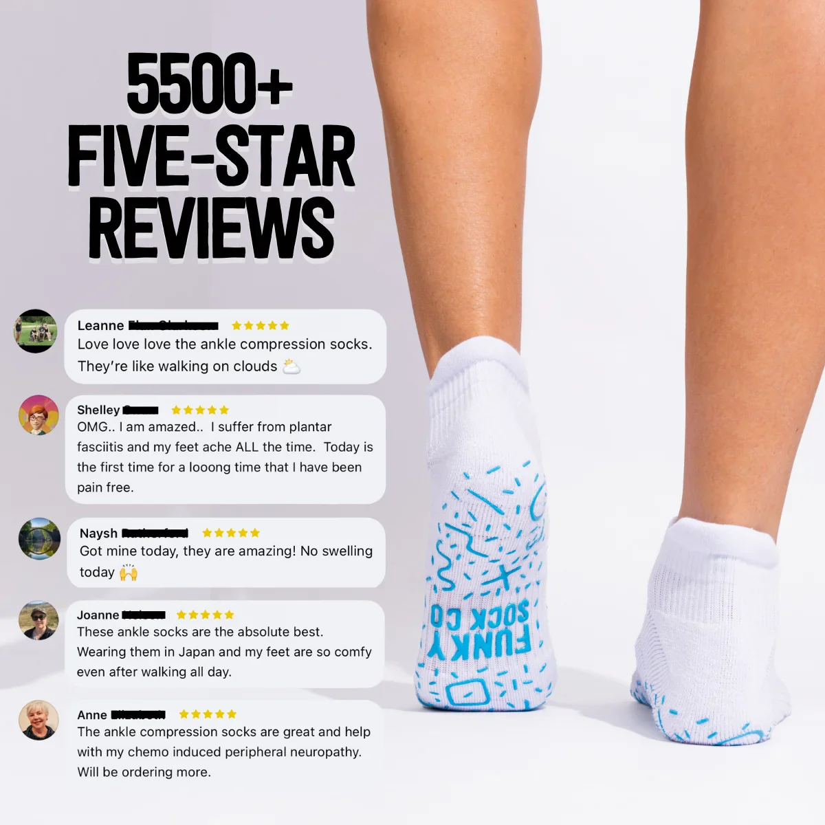 Grip Ankle Compression Socks 3 Pack Black Bamboo - Image 6