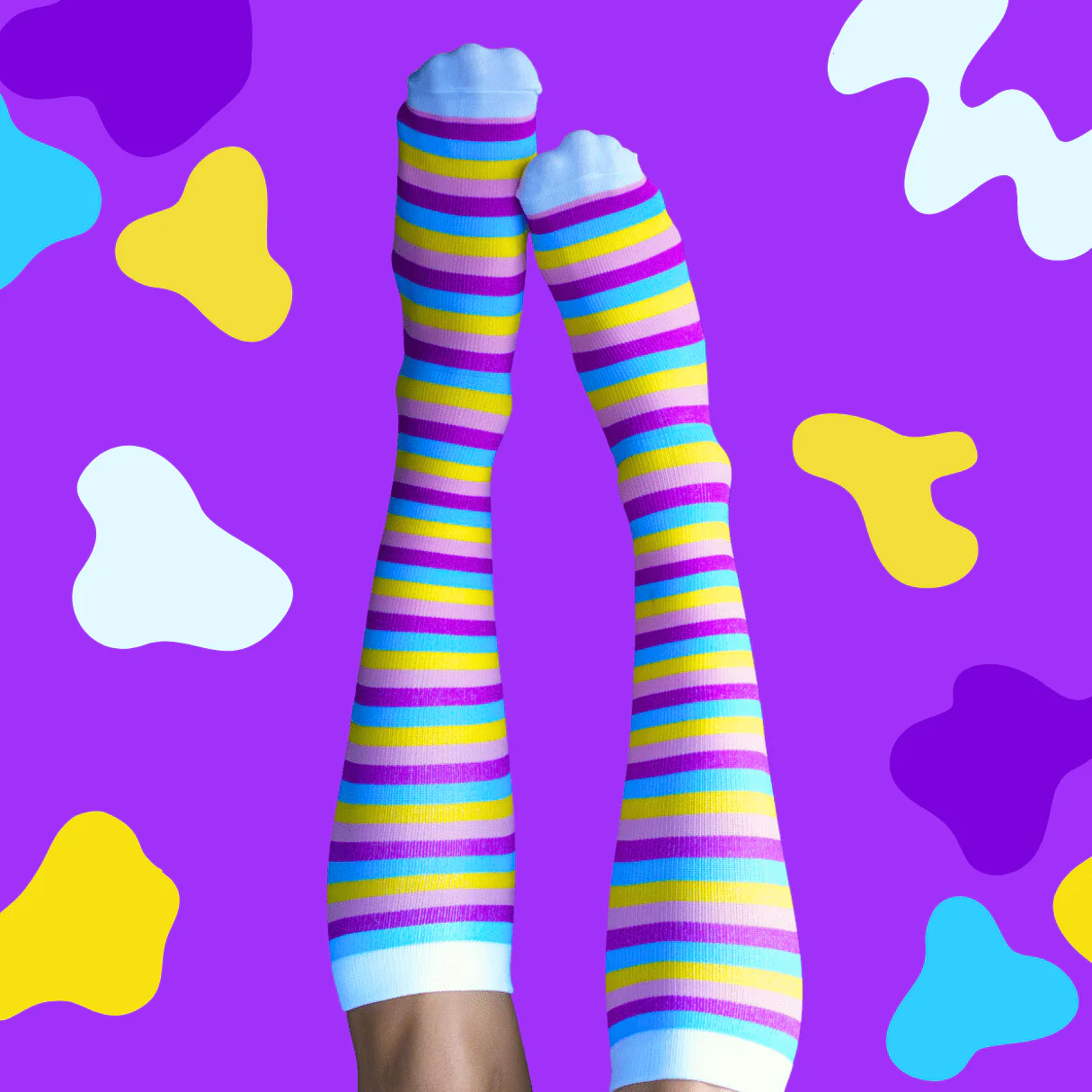 Classic Purple Yellow Blue Stripes Compression Socks