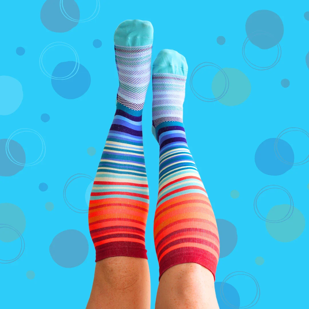 Blue Red Stripes Classic Compression Socks