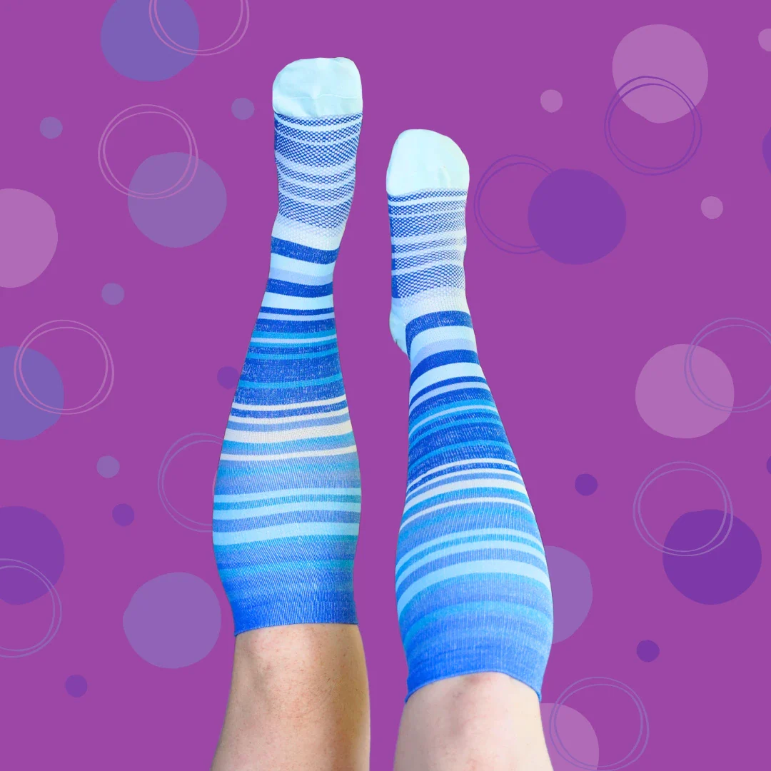 Blue and White Stripes Classic Compression Socks